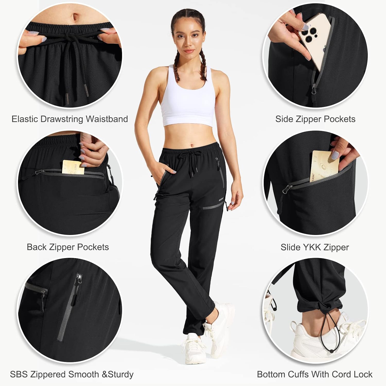 Detalle de Pantalon Randonnée Femme MOCOLY – Léger, Séchage rapide et UPF 50+ pour l’extérieur