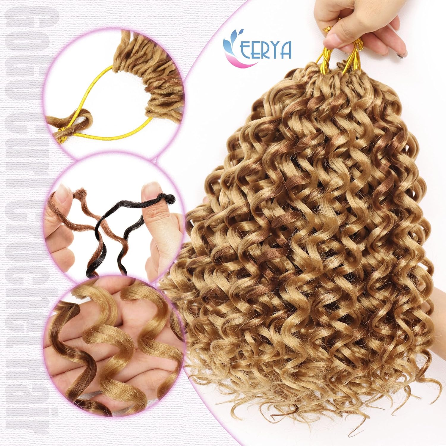 Detalle 2 de 7 Packs GoGo Curl Crochet Hair 10 Inch Short Curly Water Wave Beach Curl for Women – P27/30
