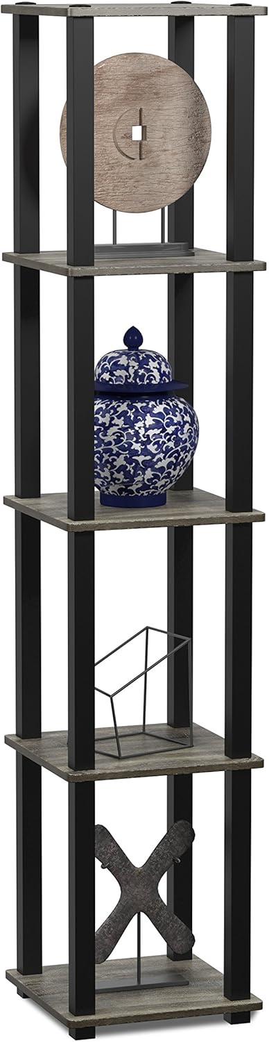 Thumbnail 4 de Furinno TURN-S-TUBE 5-Tier Square Book Shelf corner storage in French oak-effect