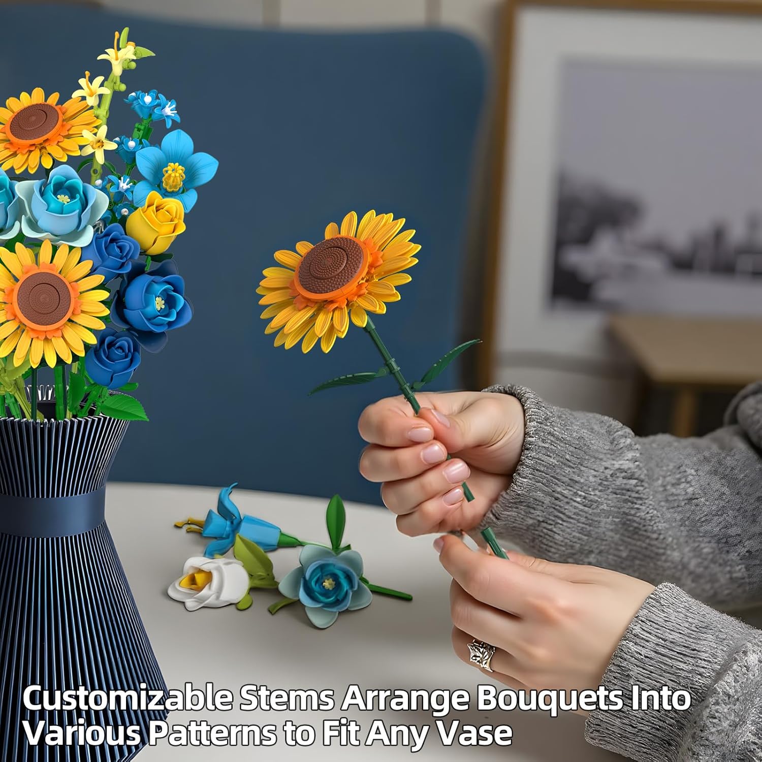 Thumbnail 3 de Blue Rose Starry Blooms 832-piece Bouquet