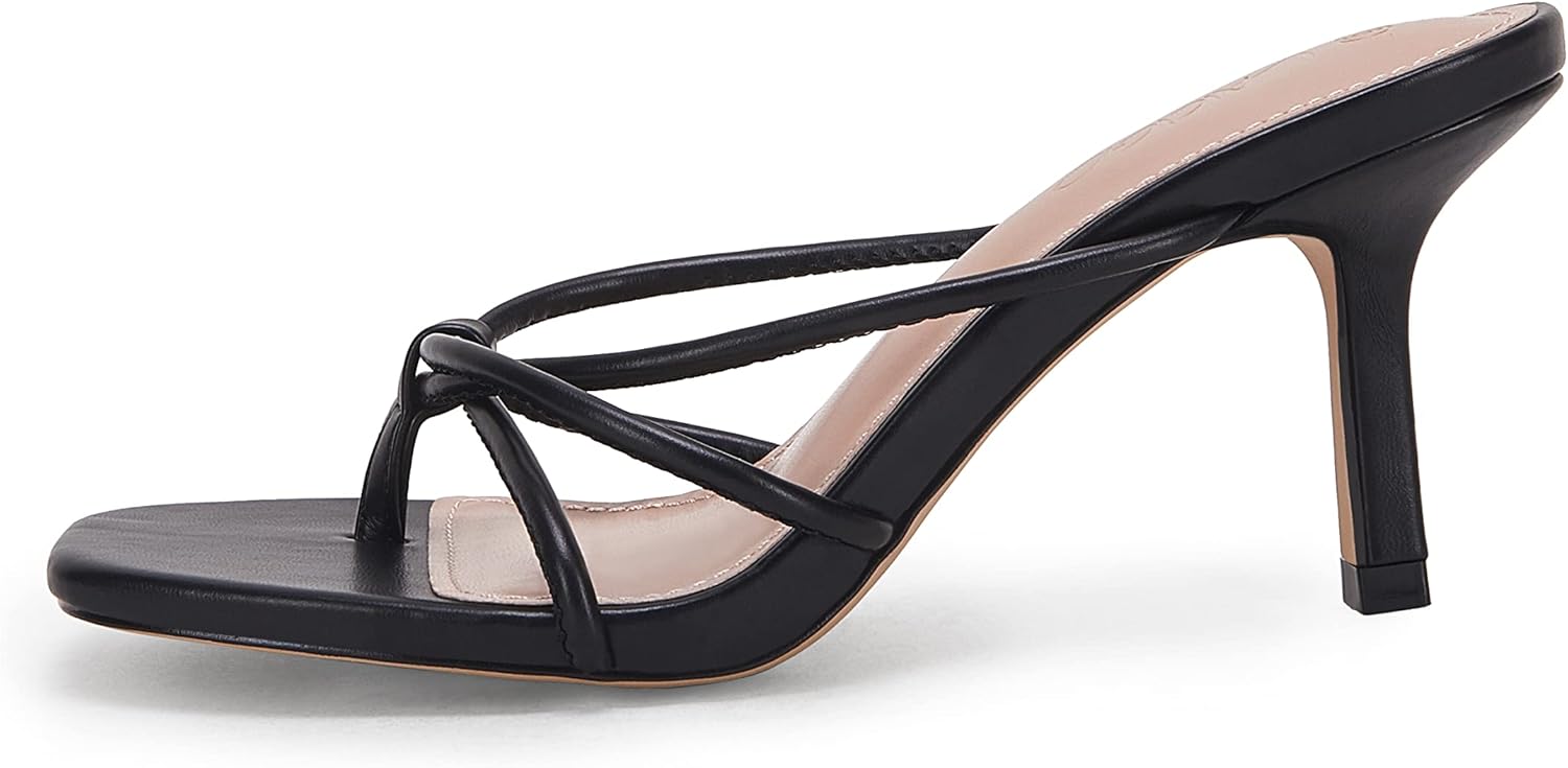 Thumbnail 5 de LAICIGO Women’s Square Open Toe Stiletto/Kitten Heel Thong Slingback Sandals