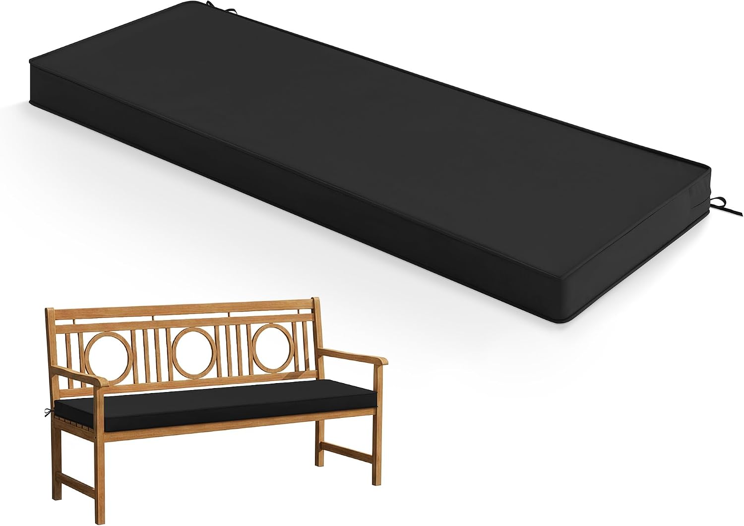 Detalle de Summsun Outdoor Bench Cushion Pad, 48 x 18 x 3 Inch, Black