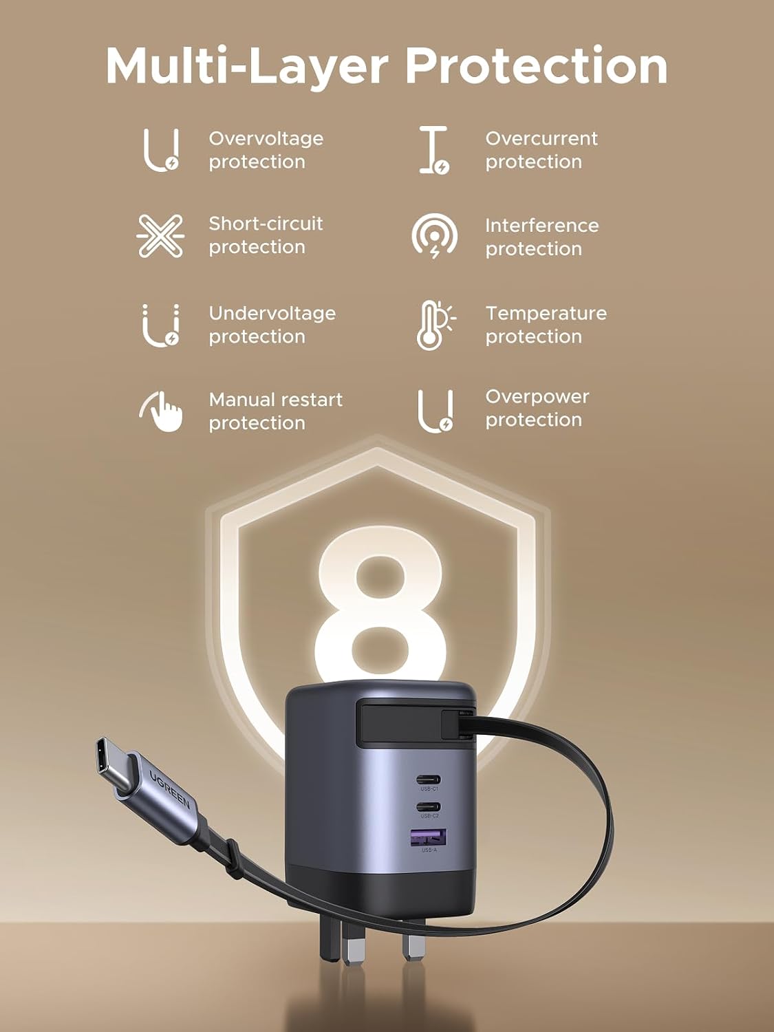 Thumbnail 6 de UGREEN Nexode 100W USB-C charger with retractable cable