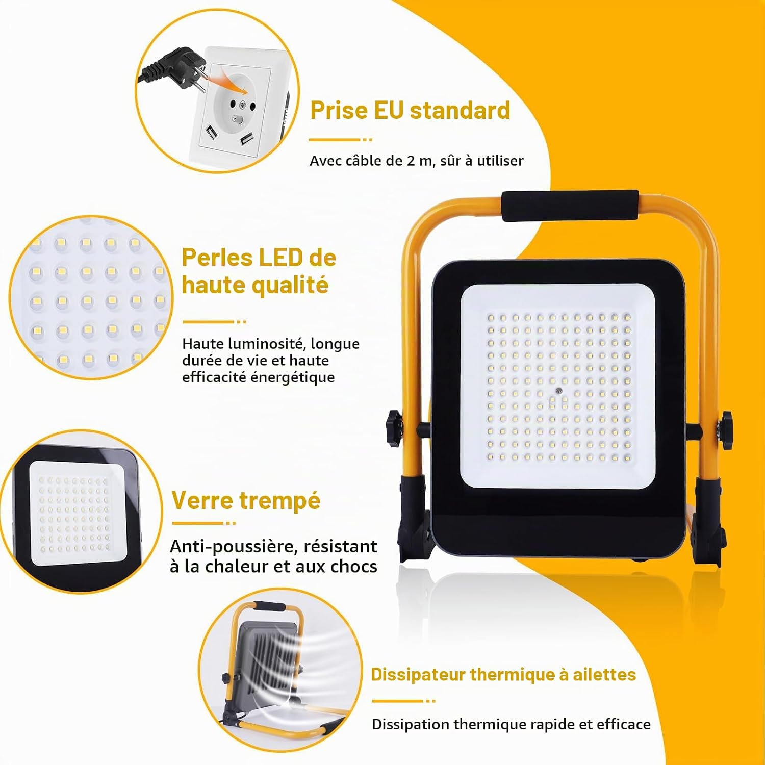 Detalle 1 de Fosingut Appliques de Projecteur 50W led-werklamp, 5.000 lm, IP66