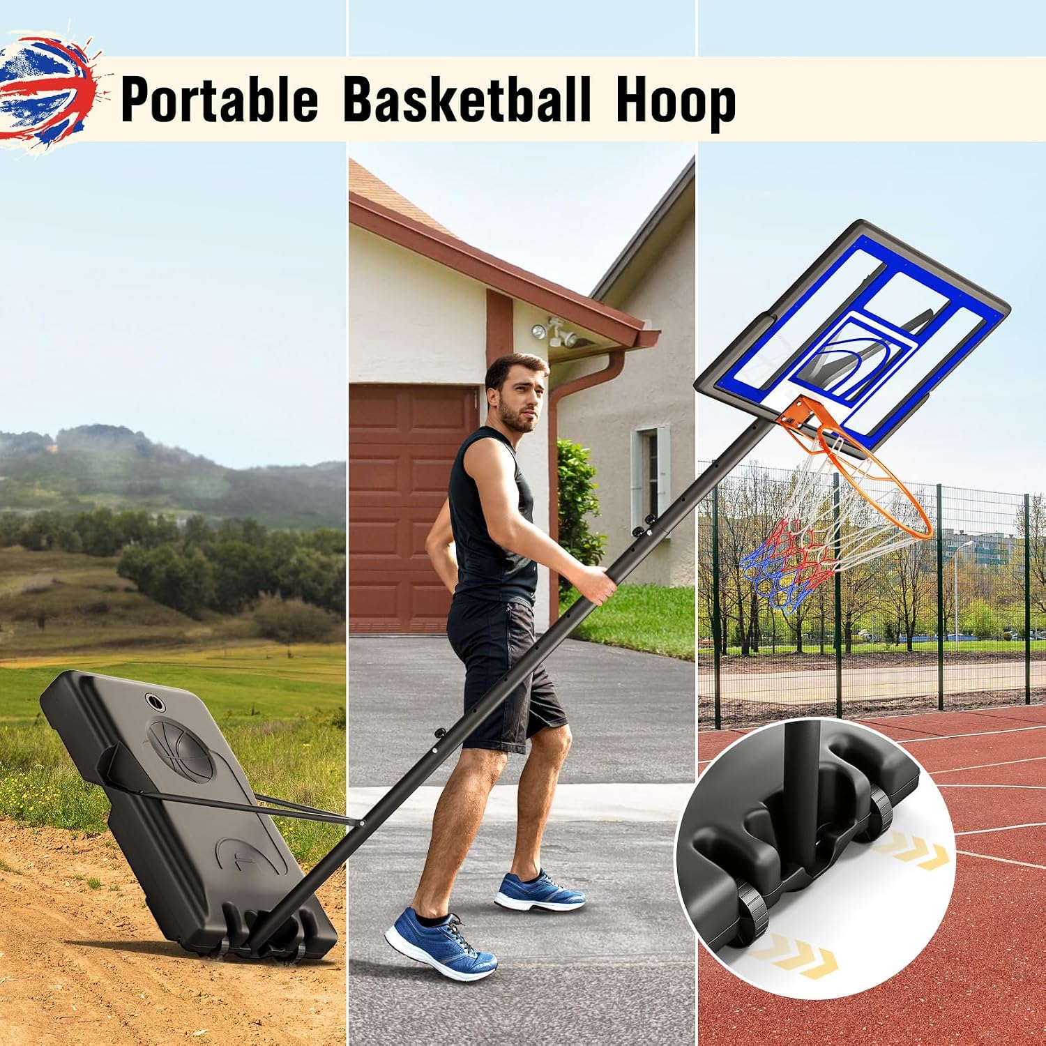 Detalle 2 de TONBUX M021A-2 Adjustable Basketball Hoop, 44-Inch Polycarbonate Backboard