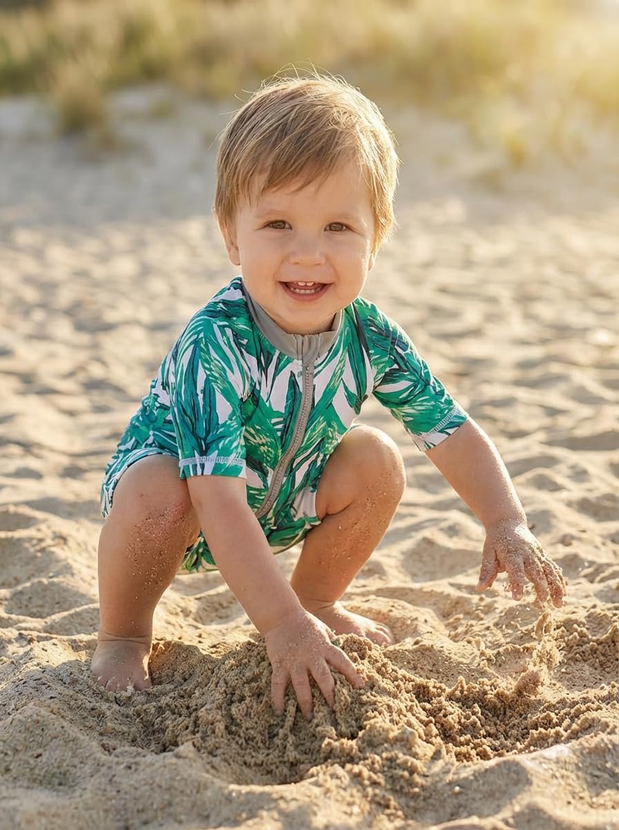 Thumbnail 2 de BONVERANO Baby Jungen Badeanzug mit UV-Schutz 50+ und Reißverschluss – Kurzarm Rash Guard