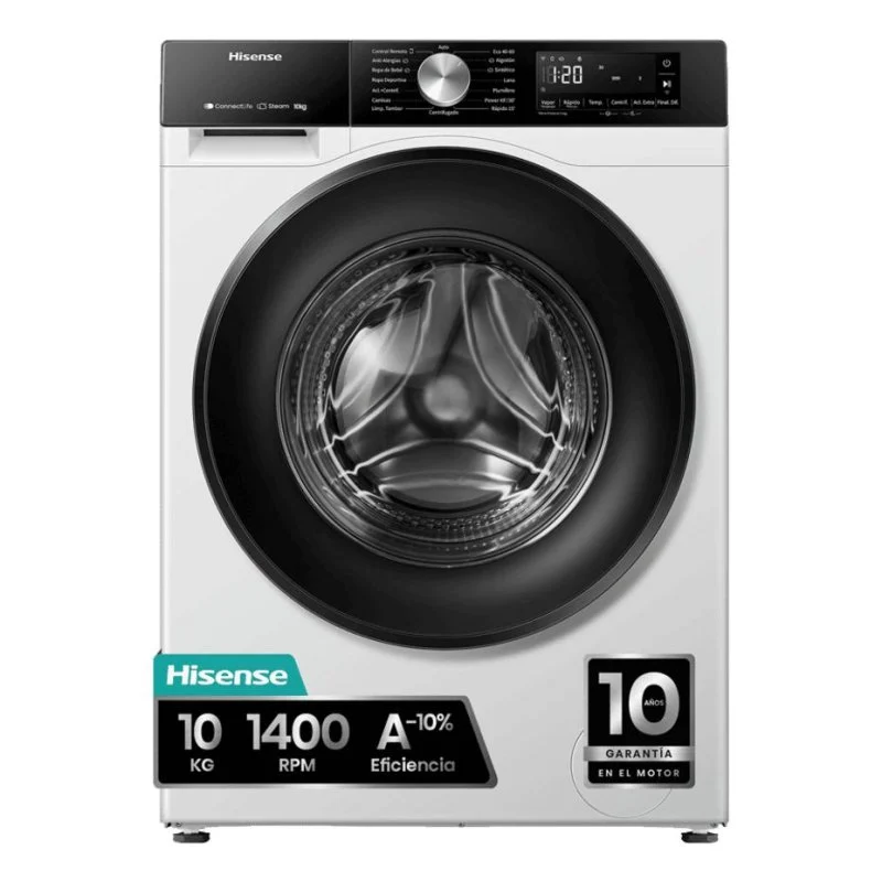 Detalle de Hisense WF3S1043BW1: Lavadora de carga frontal 10 kg, 1400 rpm, WiFi