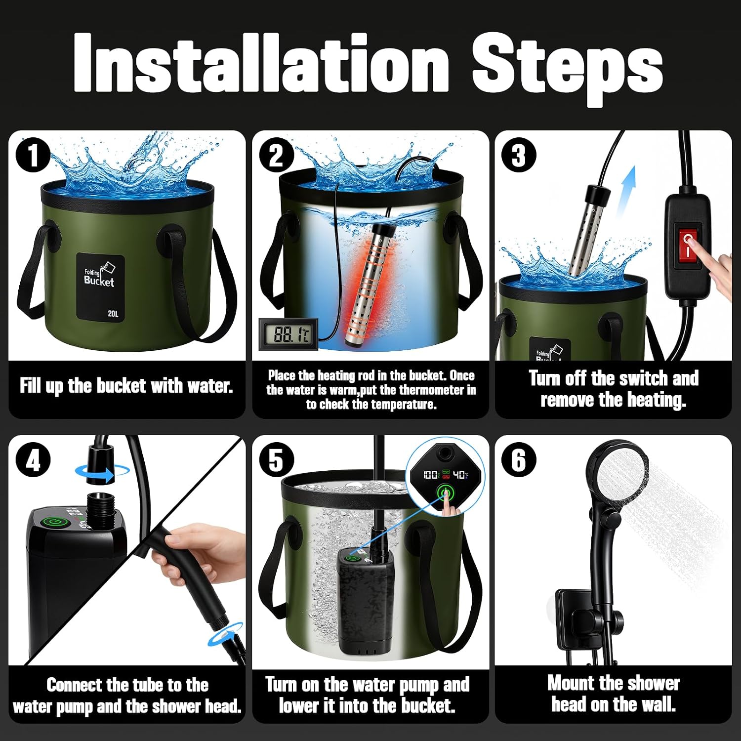 Thumbnail 3 de Portable Camping Shower with 6000mAh Pump