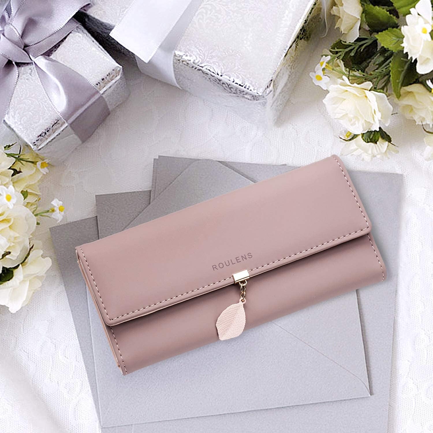 Thumbnail 6 de Roulens Ladies Purse with RFID Blocking PU Leather Wallet – Leaf Pendant, Zipper Coin Purse, 10 Card Slots & Large Capacity