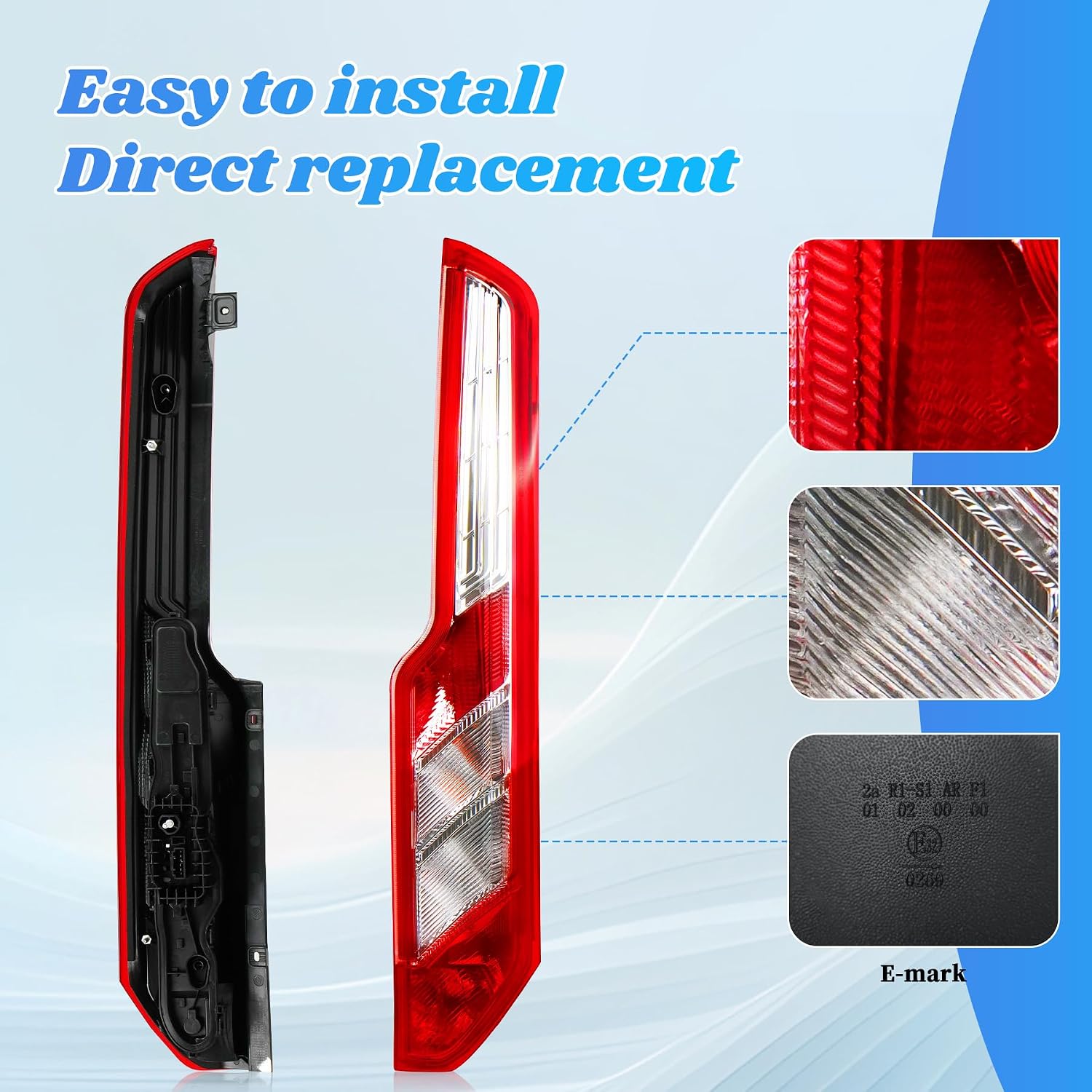 Detalle de Convitex Right Rear Light Assembly for Ford Transit Custom V362 (2012-2023) – O/S, Tourneo Custom Bus/Van