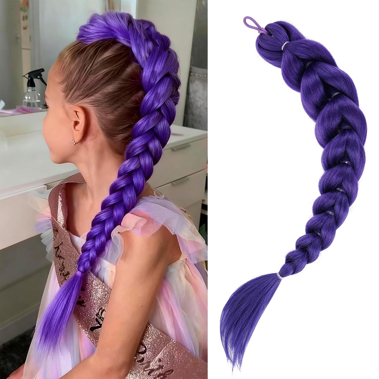 Detalle de Getgal Purple Braided Ponytail Extension 24-inch