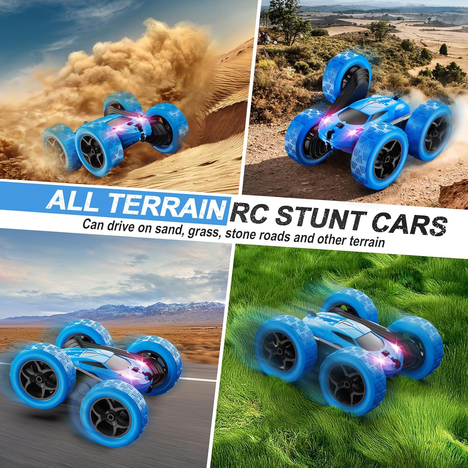 Thumbnail 4 de QUNREDA Q1 RC Stunt Car, 4WD, 360° Flips, LED Lights & USB-C Modular Batteries