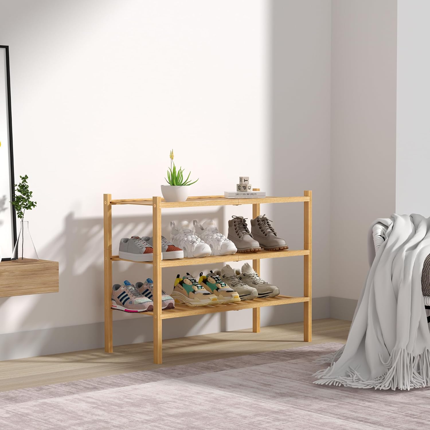 Thumbnail 6 de ROMGUAR CRAFT 3-Tier Bamboo Shoe Rack 27x11x20