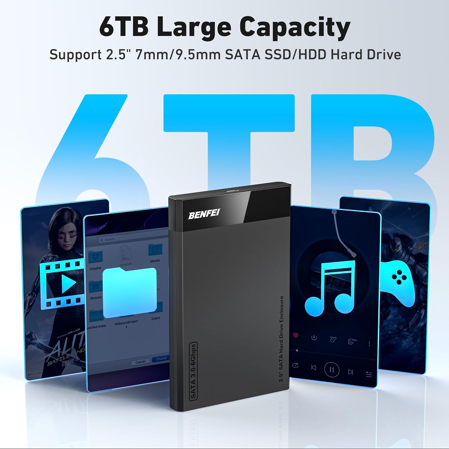 Detalle de BENFEI Festplattengehäuse 2,5 Zoll SATA III 6 Gbps