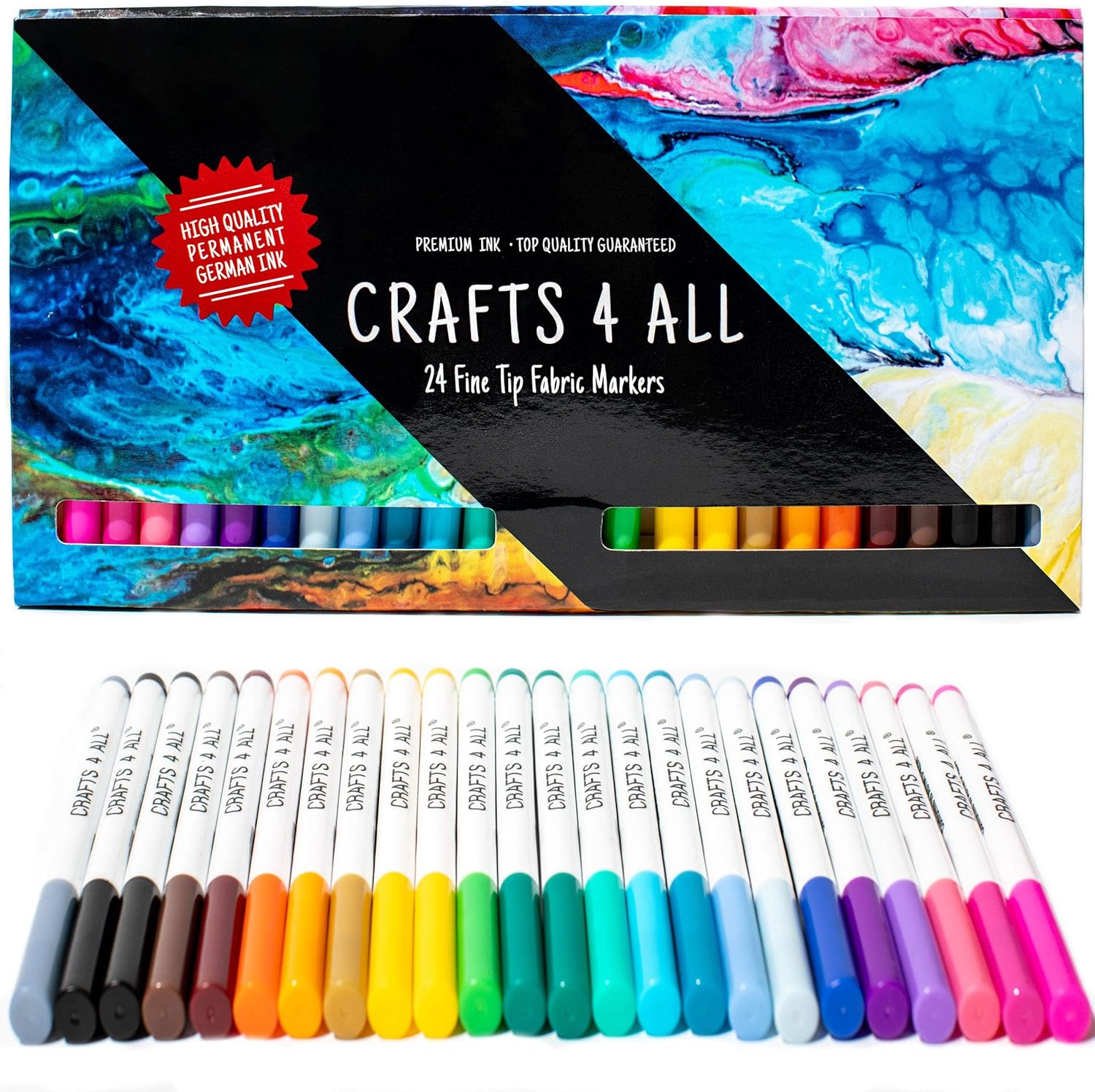 Detalle de Crafts 4 ALL Fabric Markers for Clothes (Pack of 2) – Dual Tip Permanent No-Fade Fabric Pens