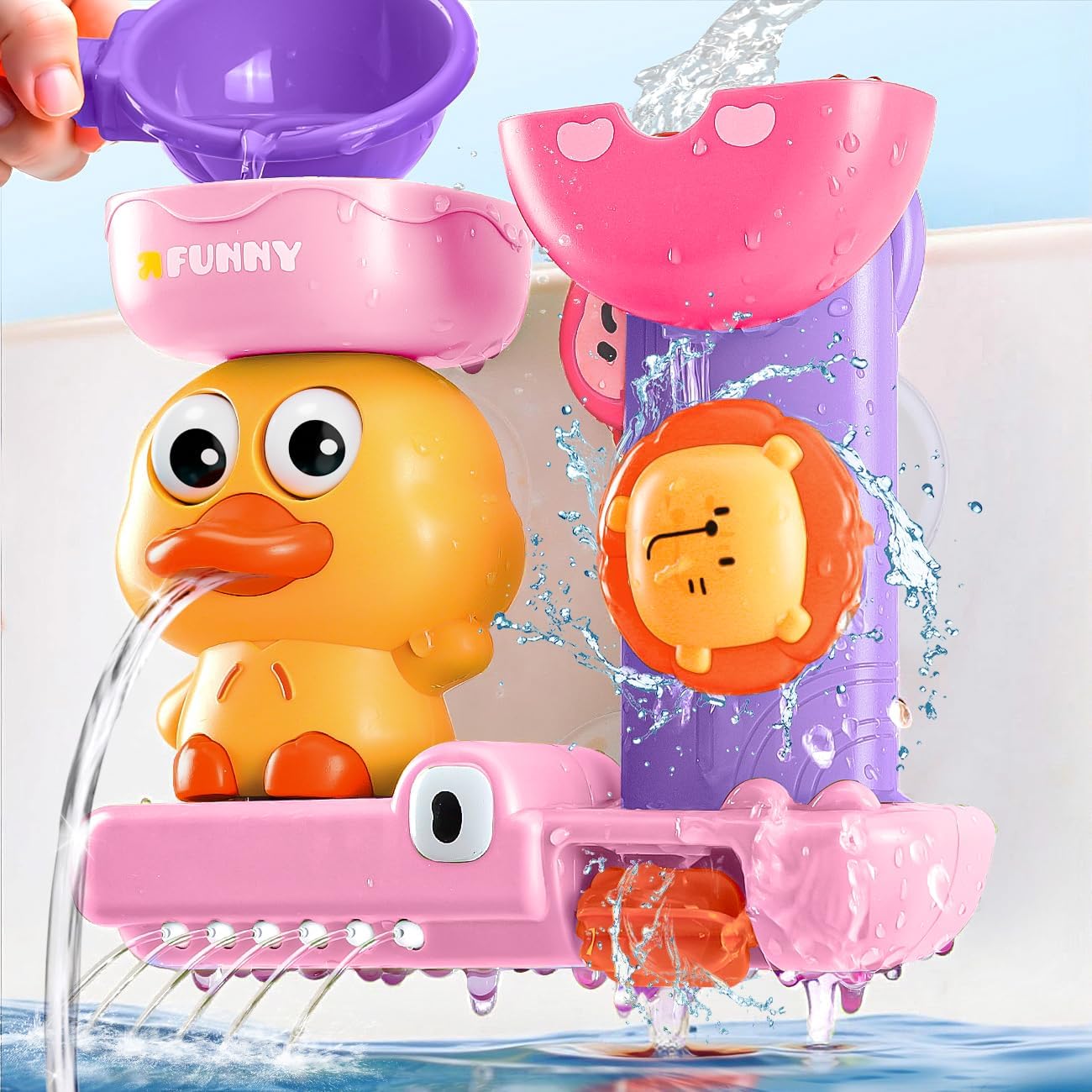 Thumbnail 6 de KmmiFF Badespielzeug Baby ab 1 Jahr mit 3 Saugnäpfen, Wasserrad & Gießkanne