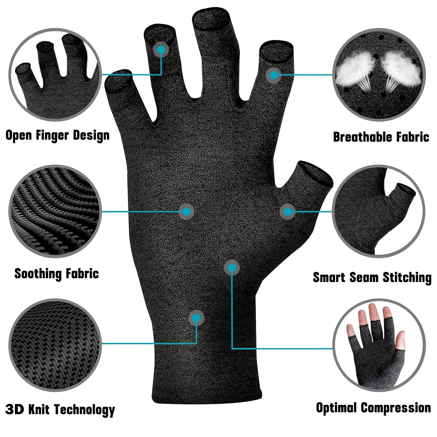 Detalle 2 de SUPERFA Compression Gloves 2 pairs for arthritis