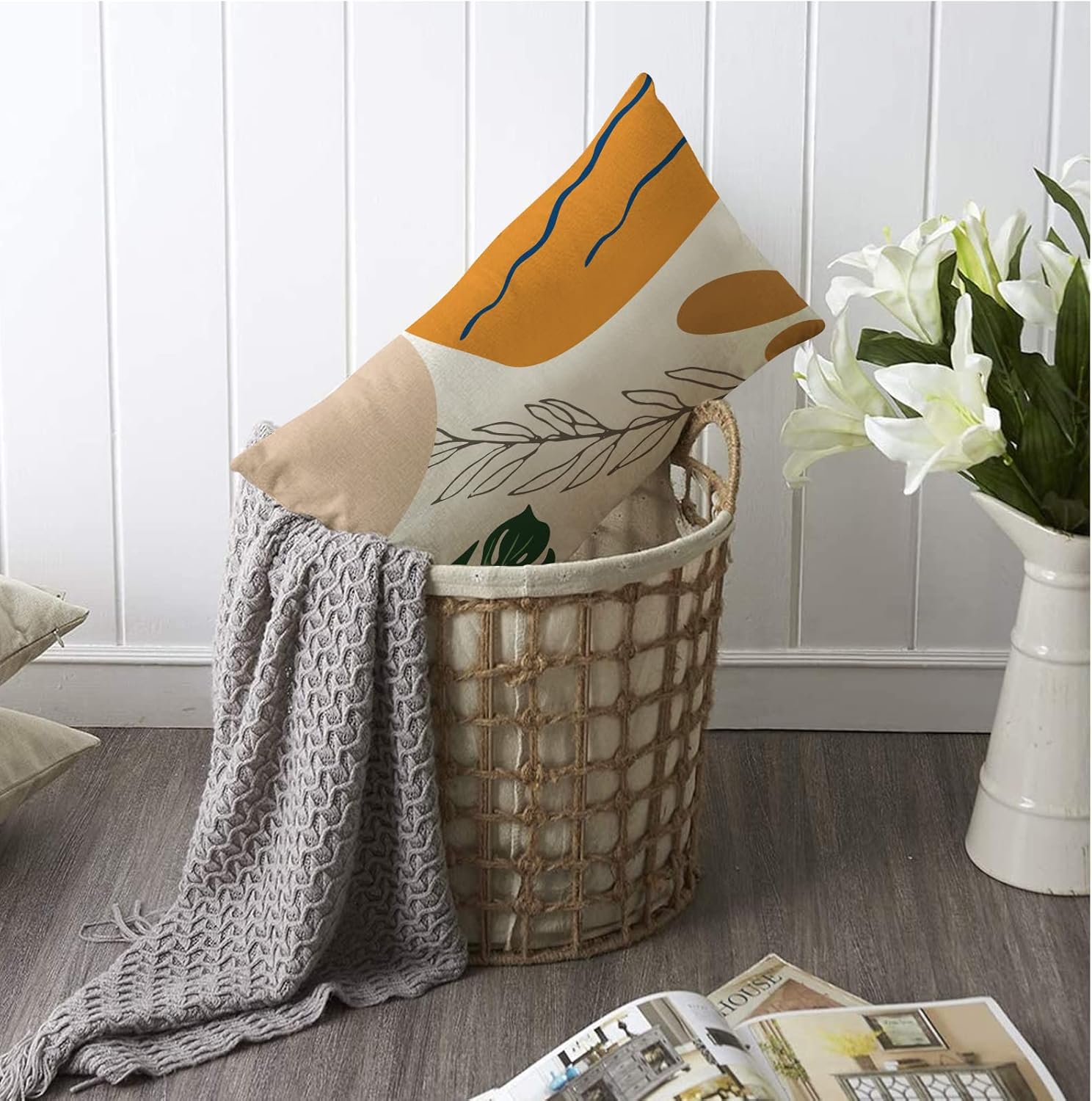 Thumbnail 3 de Lot de 4 housses de coussin ZWJD 30x50 à motif géométrique, en lin coton