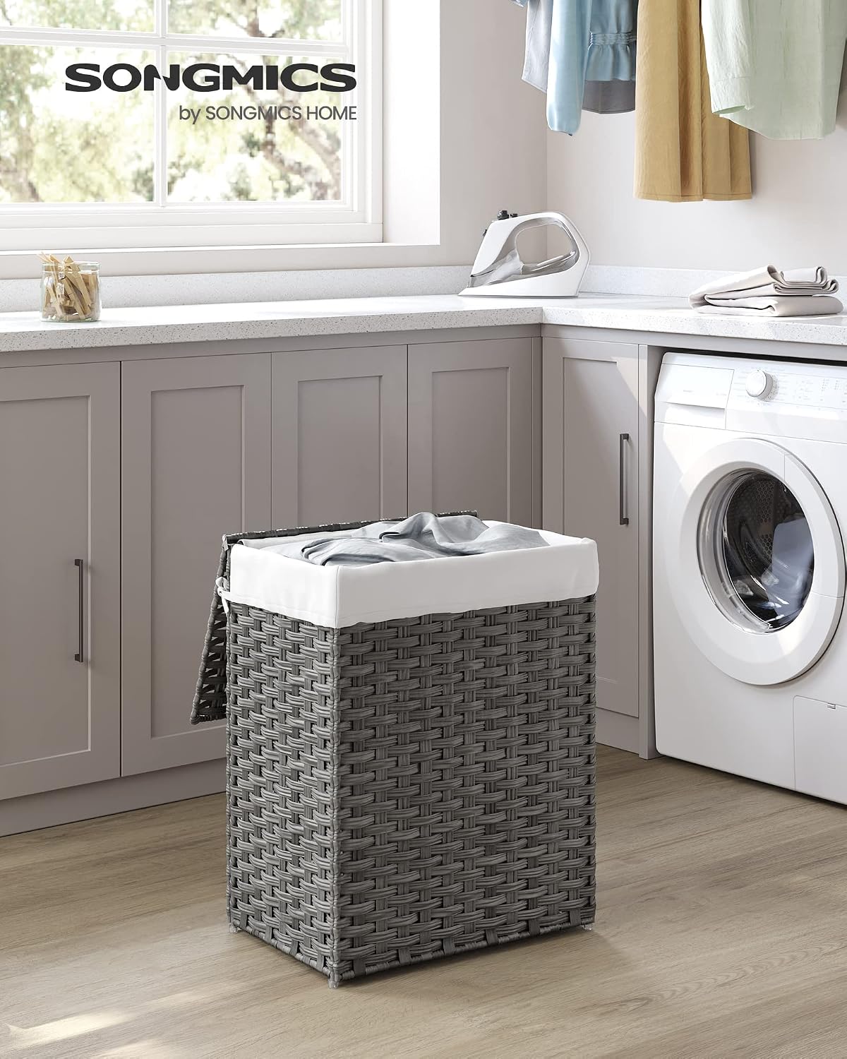 Detalle 2 de SONGMICS Cestino portaoggetti 90 L con coperchio
