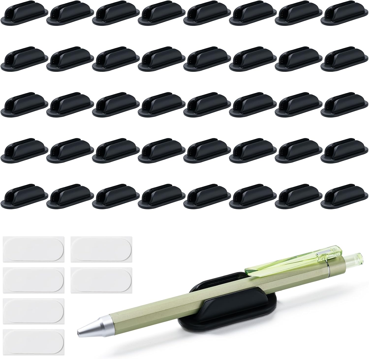 Detalle de UEHSNI 40-Pack Adhesive Silicone Pencil Holders, Black, for 7.5–10 mm Pens