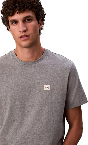 Detalle de Calvin Klein Jeans SS Badge 30S Jersey Classic Tee LV04RC272G – T-shirt gris coton régénératif