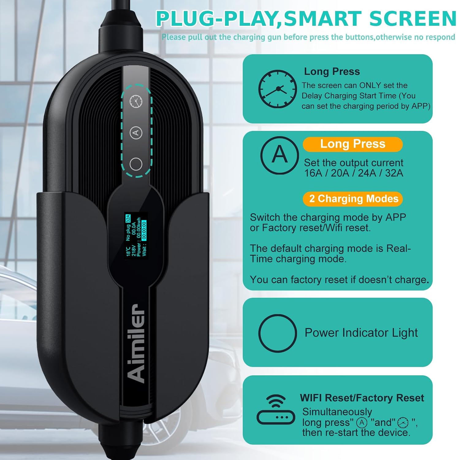 Detalle de AIMILER Level 2 EV Charger 32A