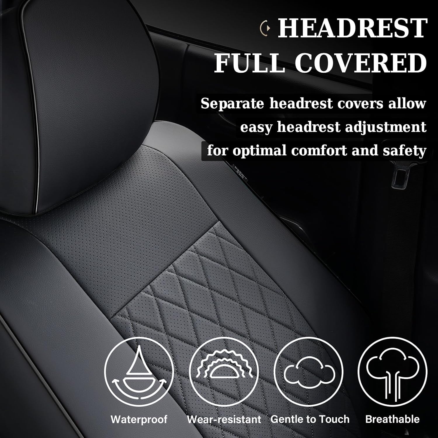 Thumbnail 2 de Coverado Tacoma Front Seat Covers: Custom Fit Faux Leather for Toyota Tacoma (2005-2023) – Black