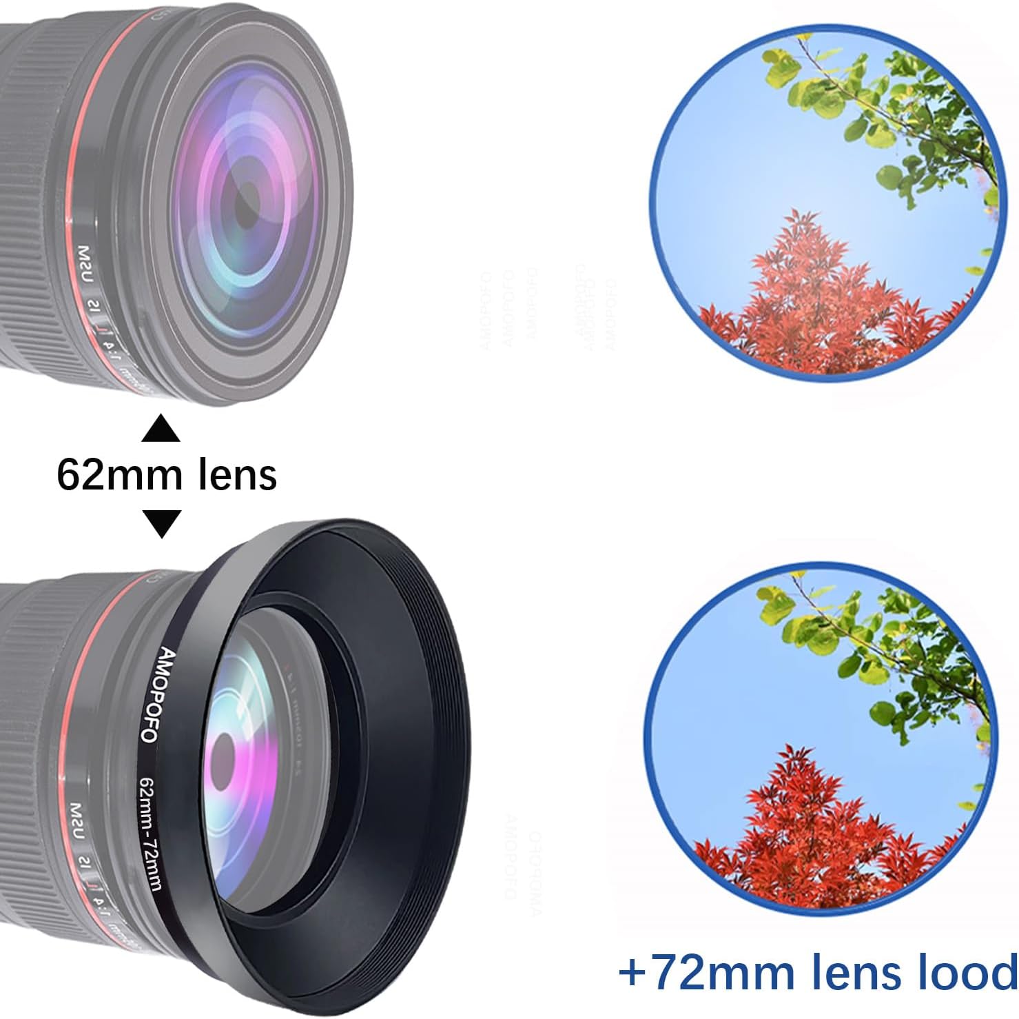 Detalle 2 de AMOPOFO 62mm to 72mm Step Up Ring for Filters