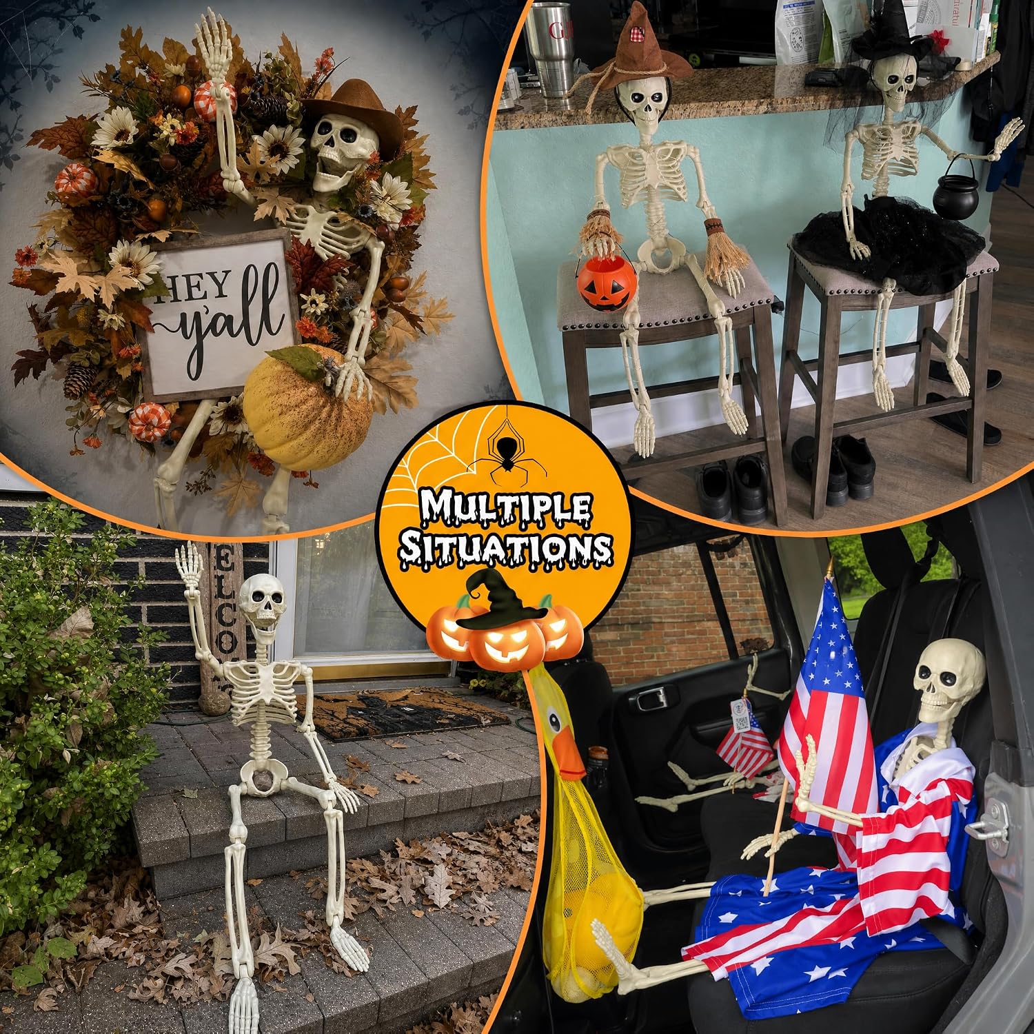 Thumbnail 5 de wymulot 2-Pack 40-Inch Posable Halloween Skeletons with Movable Joints