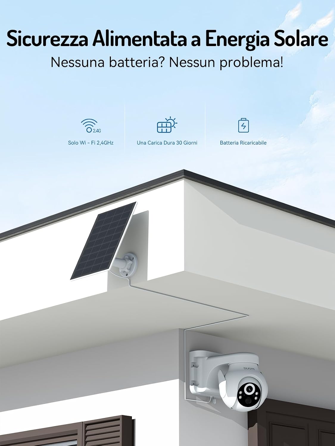 Thumbnail 1 de blurams 2K Telecamera Esterno con Pannello Solare – Sicurezza wireless 360° con energia solare