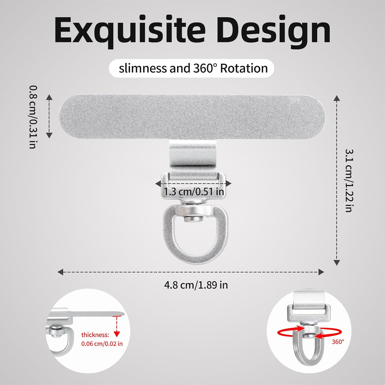 Thumbnail 1 de Yojaro 360° Rotating Stainless Steel Phone Tether Tab (3-Pack) — Universal