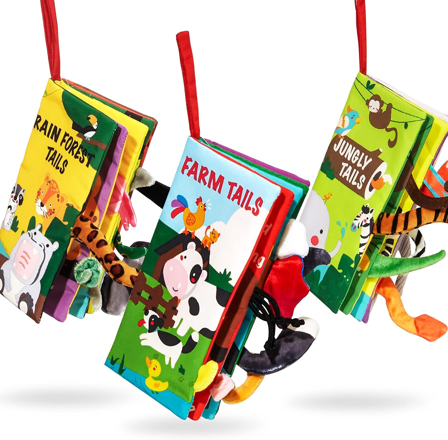 Detalle de beiens Quiet Book Set 0–6 Monate – 3 Stück Stoffbuch mit sensorischen Elementen