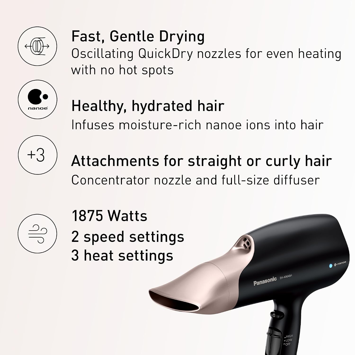 Thumbnail 1 de Panasonic EH-ANA6HN Nanoe Salon Hair Dryer 3-speed