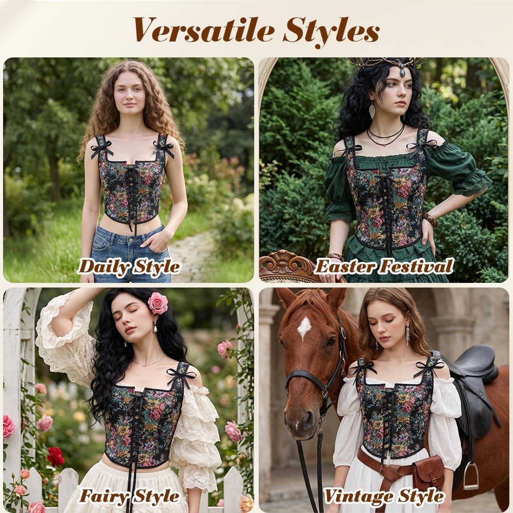 Thumbnail 6 de AUYAO vintage kanten bustier met bloemenpatroon en verstelbare bandjes