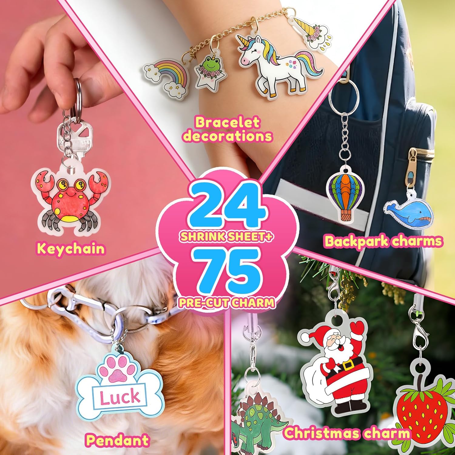 Thumbnail 4 de Funtopia Schrumpffolie-Set mit 201 Teilen – vorgeschnittene Motive, Blanko-Folien & Zubehör