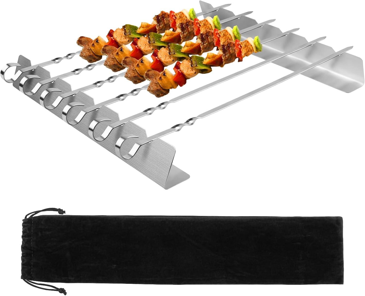 Thumbnail 6 de Wzzy Gurden: 8 Spiedini in Acciaio Inox con Manici in Legno di Faggio, 42 cm