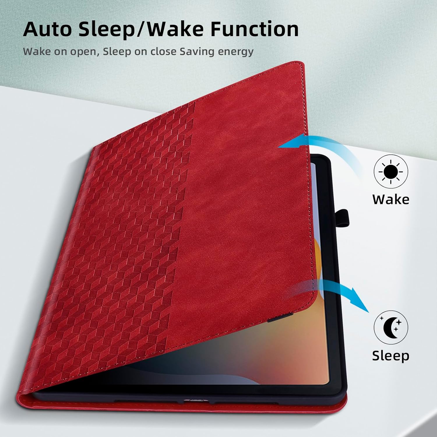 Thumbnail 1 de Hülle für iPad Pro 9.7 2016 – Premium Ledertasche mit Auto Sleep/Aufwach, Kartenfachen und Multi-Winkel-Ständer (A1673/A1674/A1675) in Rot