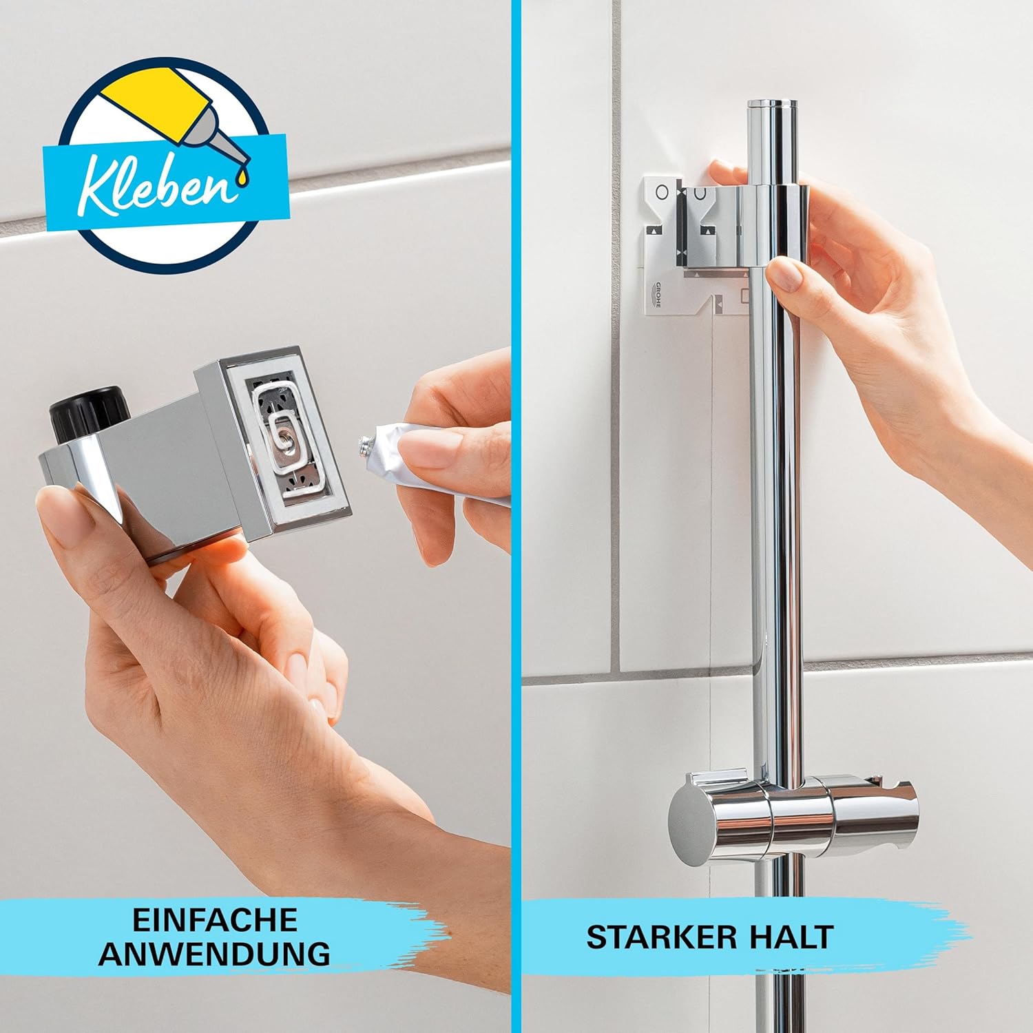 Detalle de GROHE Precision Flow Duschset mit Thermostat – wassersparend, 8 l/min, Chrom (34800001)