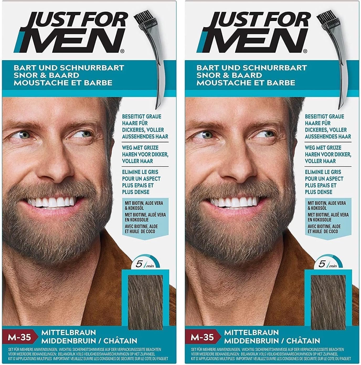 Detalle 2 de Just For Men Barbe & Moustache M35 Châtain Moyen 🧔