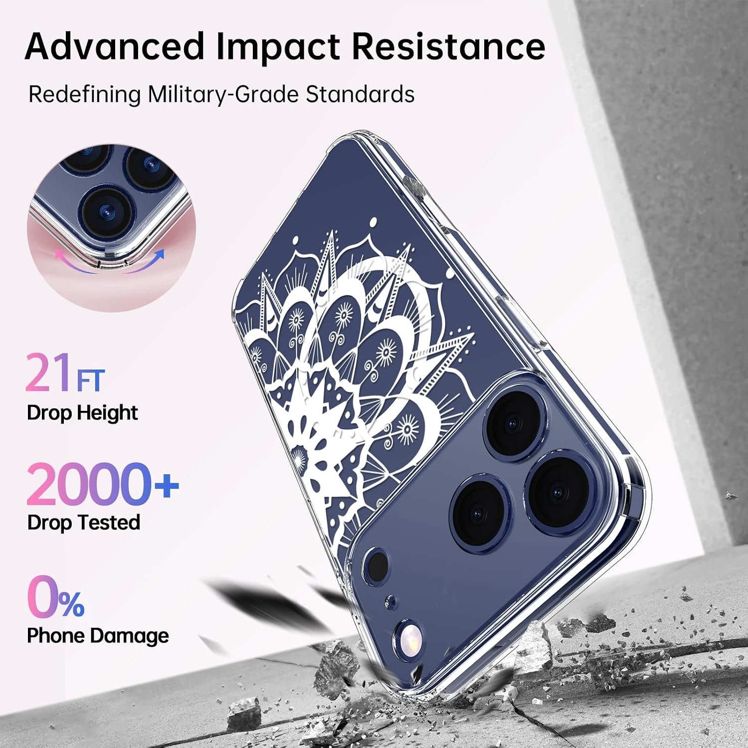 Detalle de LUHOURI iPhone case, clear acrylic