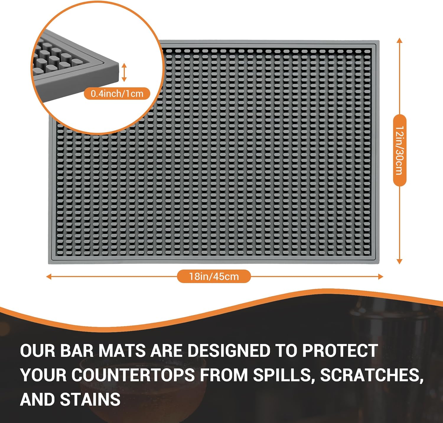 Detalle 2 de ZJWZLG Bar Mat 18x12 inch Non-slip Rubber Mat
