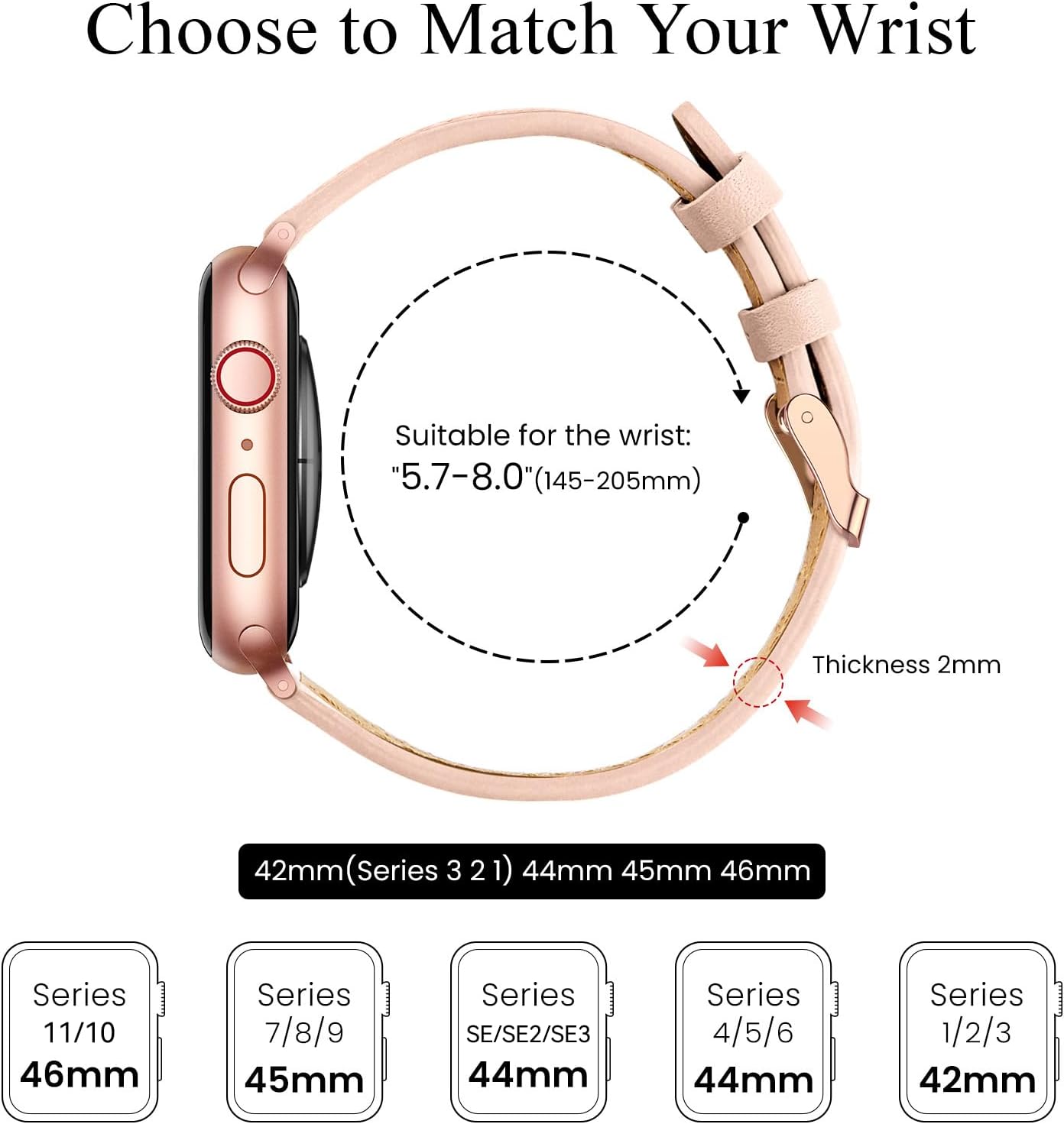 Thumbnail 1 de SUNFWR Leather Strap for Apple Watch 42–45mm