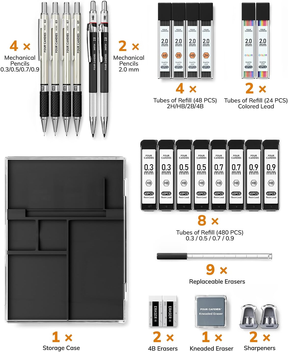 Thumbnail 3 de Four Candies 27PCS Art Mechanical Pencil Set