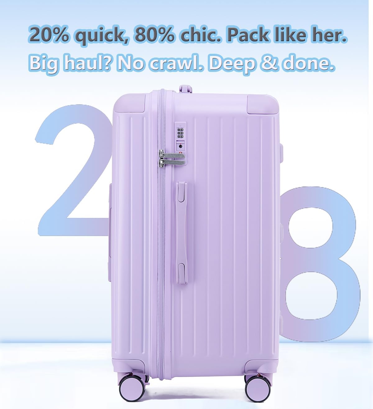 Detalle de LIGHTGO Großraum-Koffer 23 kg – 27 Zoll Violet (3-stufiger Teleskopgriff, 100% PC, Stoßfester Eckenschutz)