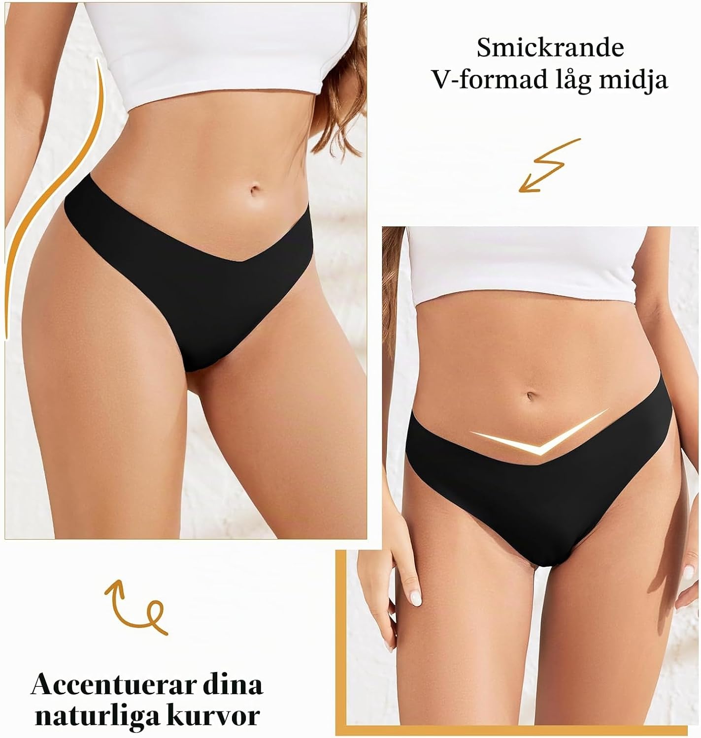 Detalle 2 de ANSUKOO stringtrosor, sömlös V-skärning, mjuk modell i 6-pack