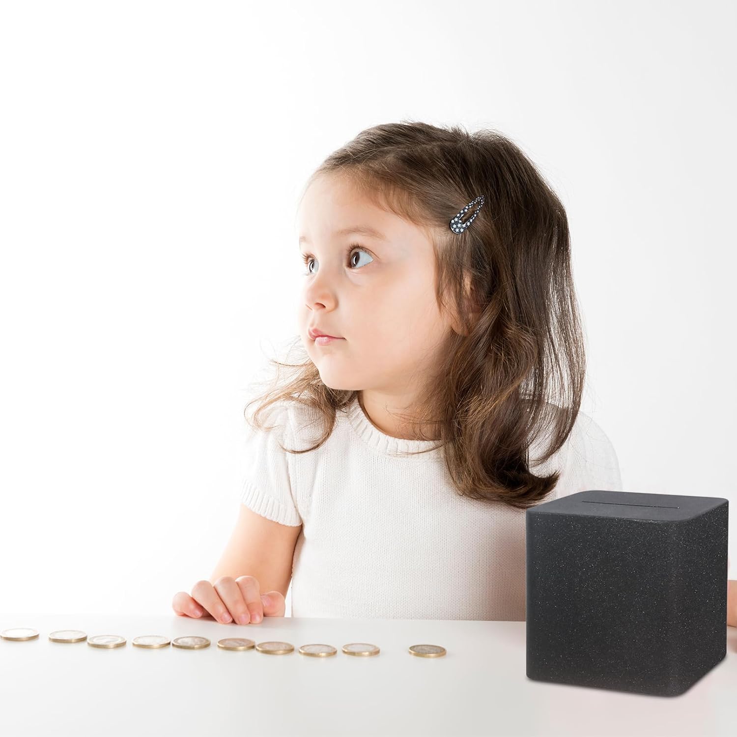 Detalle de Stainless Steel Money Box 4.72” x 4.72” x 4.72” – Unopenable Saving Box (Black)