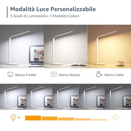 Detalle de Lepro Lampada da Scrivania LED 15W 655LM: luce modulabile con porta USB integrata