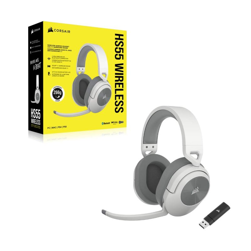 Detalle 2 de Corsair HS55 Wireless Auriculares inalámbricos gaming blancos