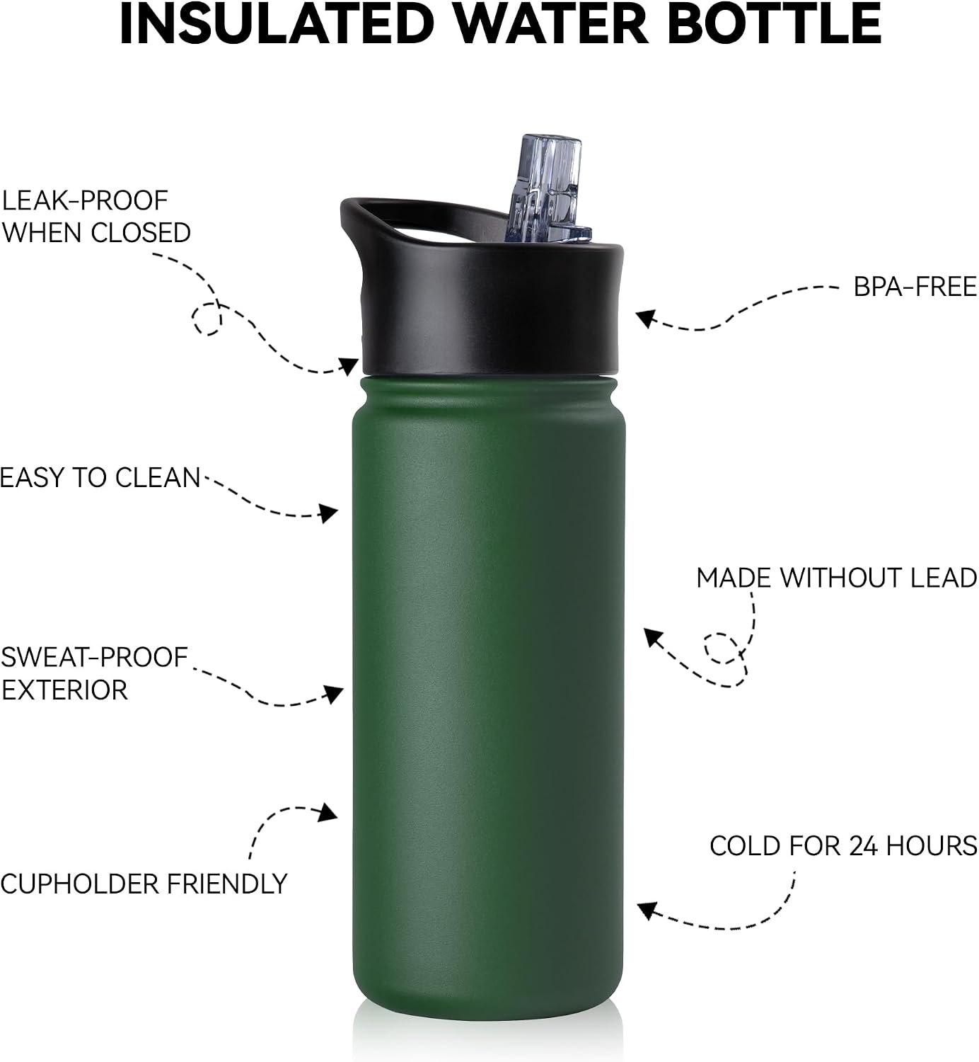 Thumbnail 1 de VQRRCKI Insulated Water Bottle 16 oz