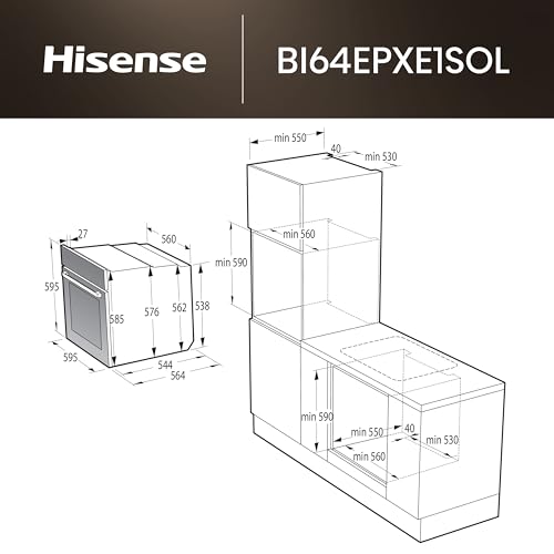 Thumbnail 1 de Hisense BI64EPXE1SOL: Horno multifunción 77 L con pirolítica y Air Fry